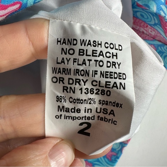 NWT Kaeli Smith Mini Strapless Dress Women's 2 Blue Pink Tropical Cruise Beach - Picture 10 of 10